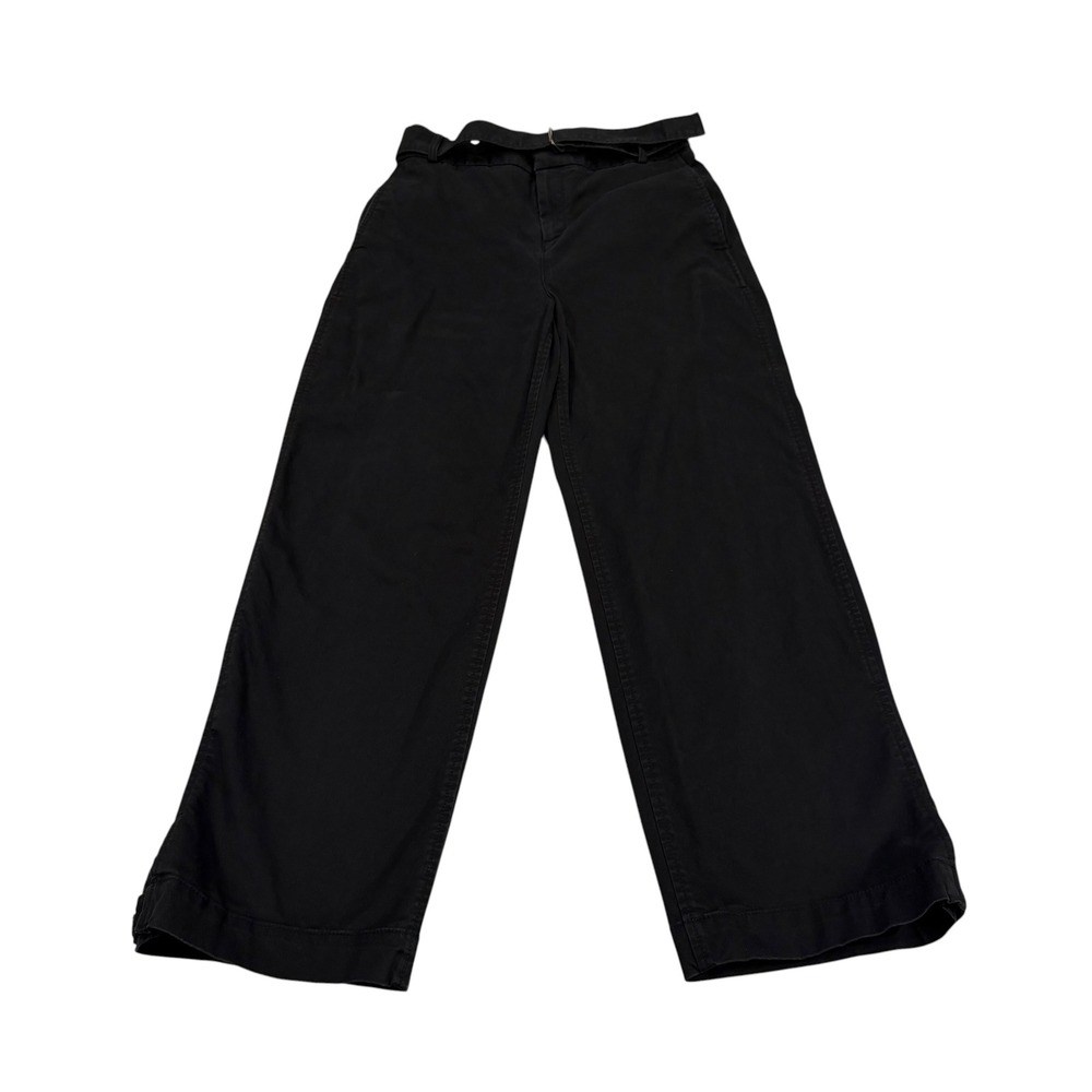 Banana Republic Authentic Chino Black Wide Leg Belted Canvas Pants Size 6